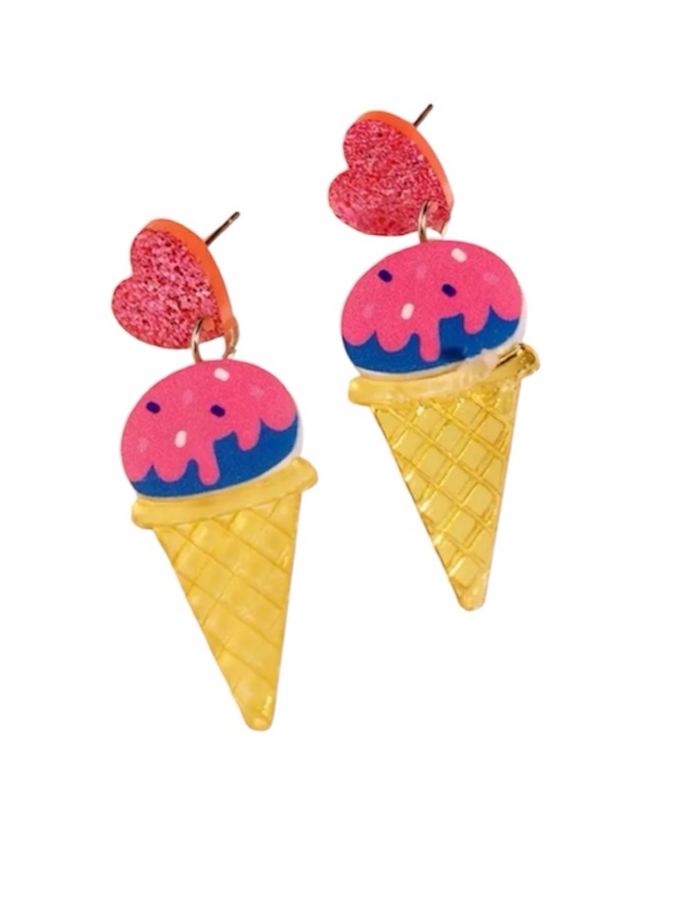 Ice Cream Cone Acrylic Dangle Earrings